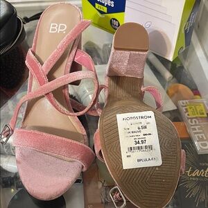 BP Pink Velvet Strappy Sandals